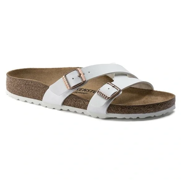 Birkenstock Sandals π€ Yao Slide Birko Floor Sandals White Sz 39 8 New - Picture 6 of 15